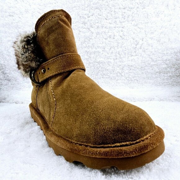 BEARPAW Koko Hickory Suede Faux Fur Winter Bootie Size 9 Medium New No Box - Picture 2 of 9